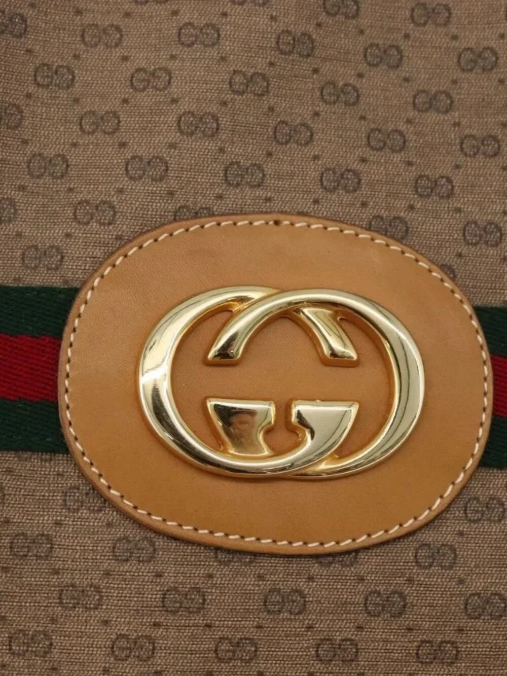 GUCCI Micro GG Supreme Web Sherry Line Bag PVC Beige 002 904 0131 Auth yk20192A